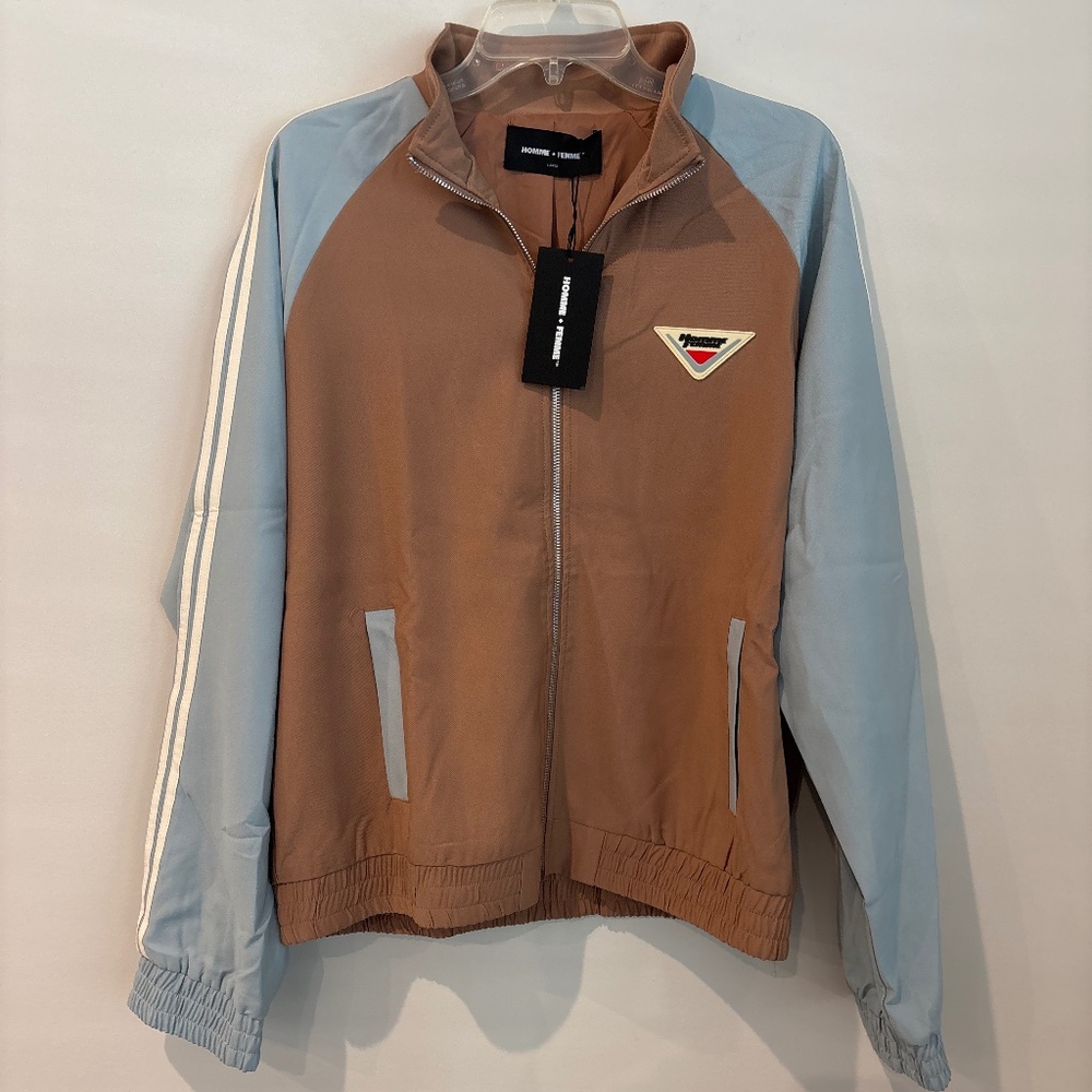 Homme and Femme  Brown and Blue Track Jacket mens large